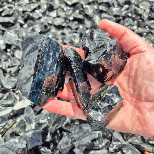 SMALL BLACK OBSIDIAN Rough by Weight, Mexico ZRR013