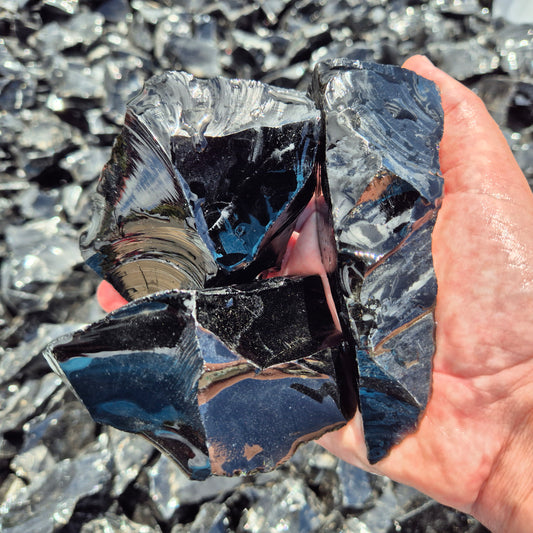 LARGE BLACK OBSIDIAN Rough by Weight, Mexico ZRR014