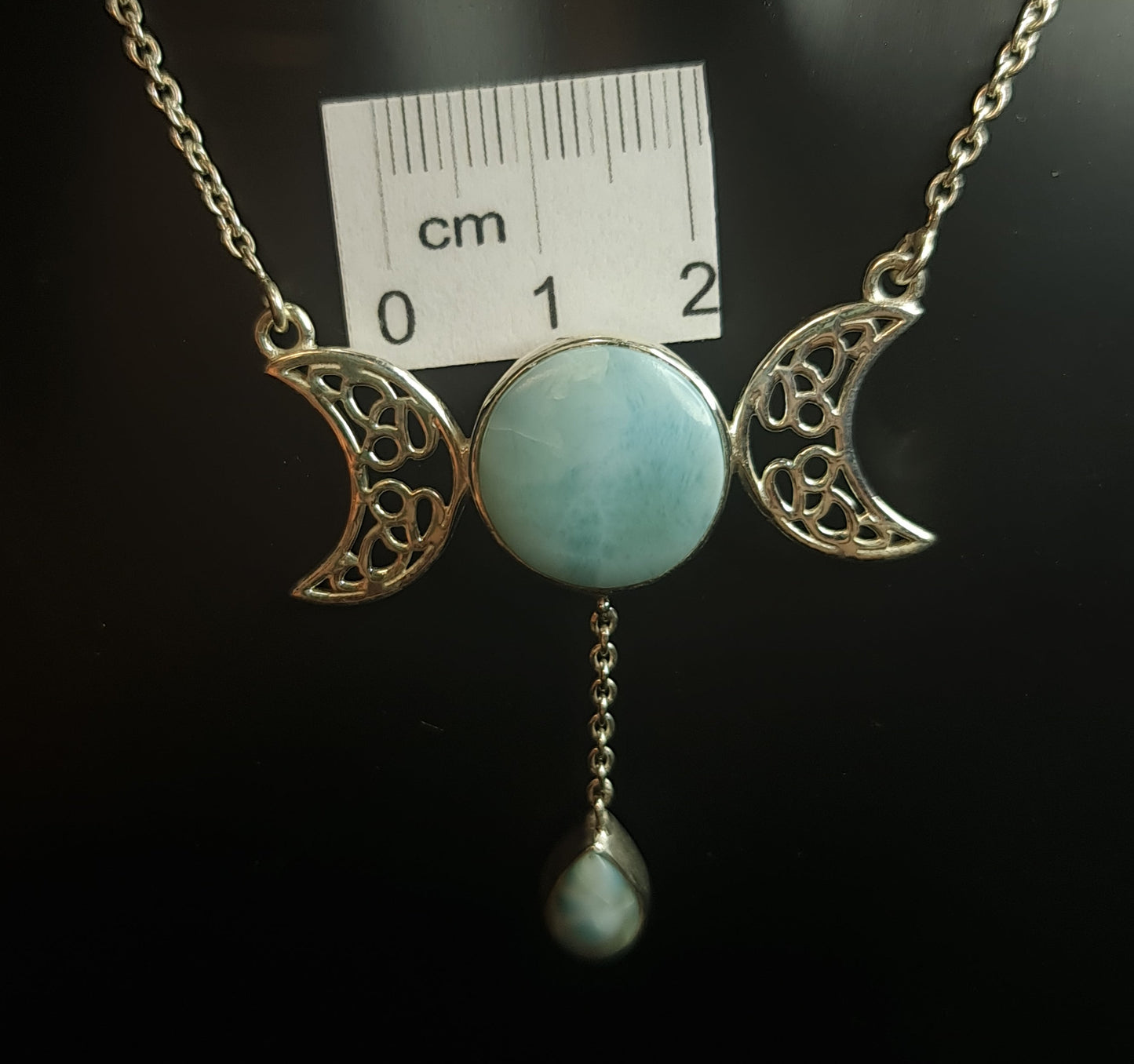 Larimar Triple Moon Necklace 3SSLTM