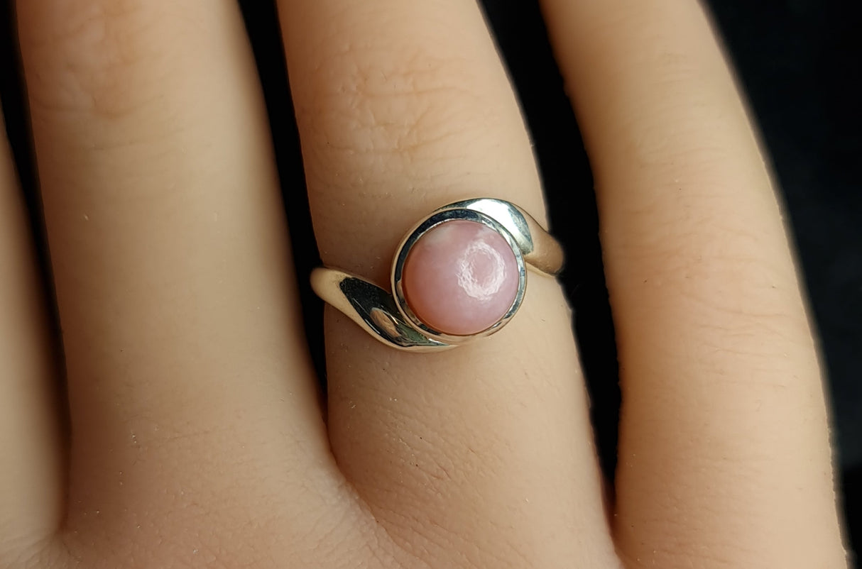 PINK OPAL RING SIZE 7 set in STERLING SILVER 3SSPOR2