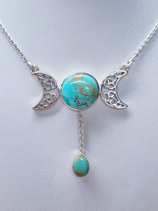Turquoise Triple Moon Necklace 3SSTTM