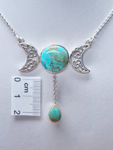 TURQUOISE TRIPLE MOON NECKLACE set in STERLING SILVER 3SSTTM