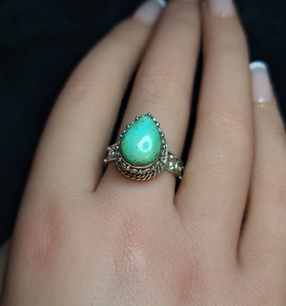 Turquoise Teardrop Ring 3SSTQR1