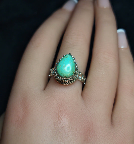 Turquoise Teardrop Ring 3SSTQR1
