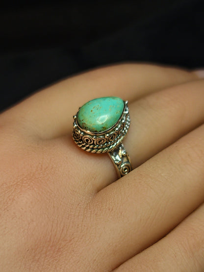 Turquoise Teardrop Ring 3SSTQR1