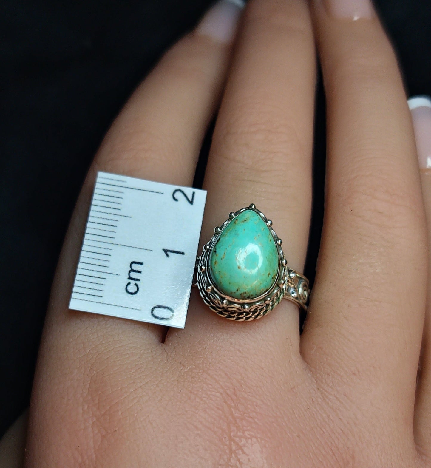 Turquoise Teardrop Ring 3SSTQR1