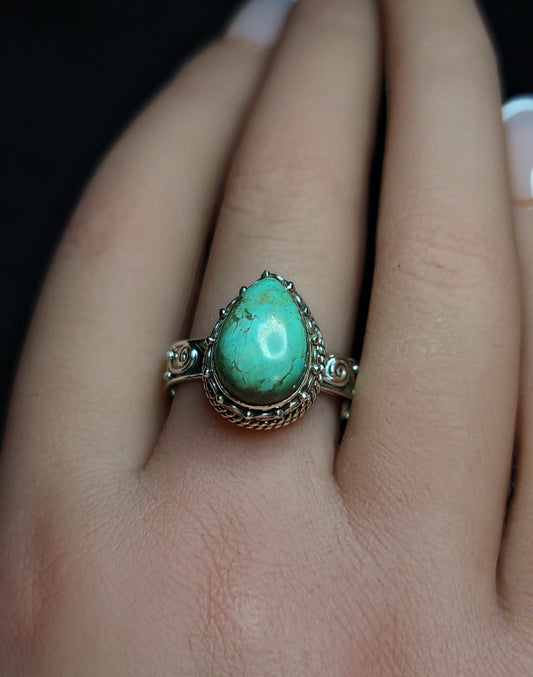 Turquoise Teardrop Ring 3SSTQR3
