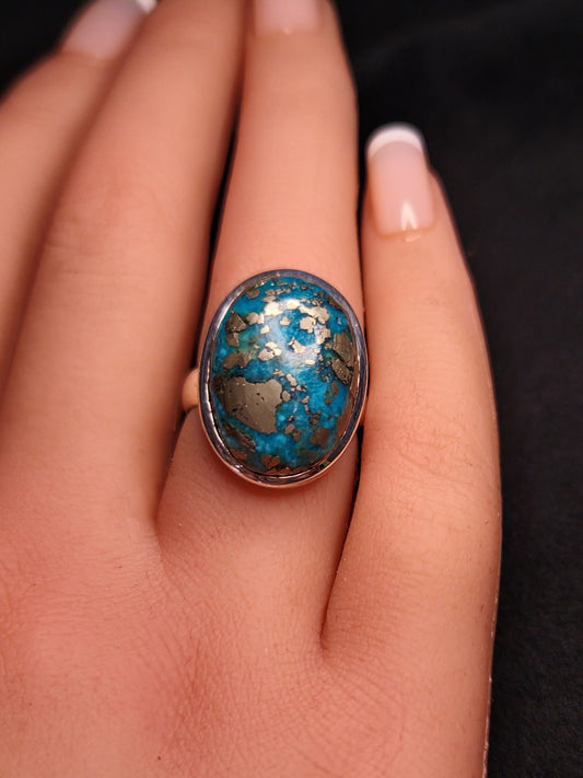 Turquoise & Pyrite Ring 3SSTQPR