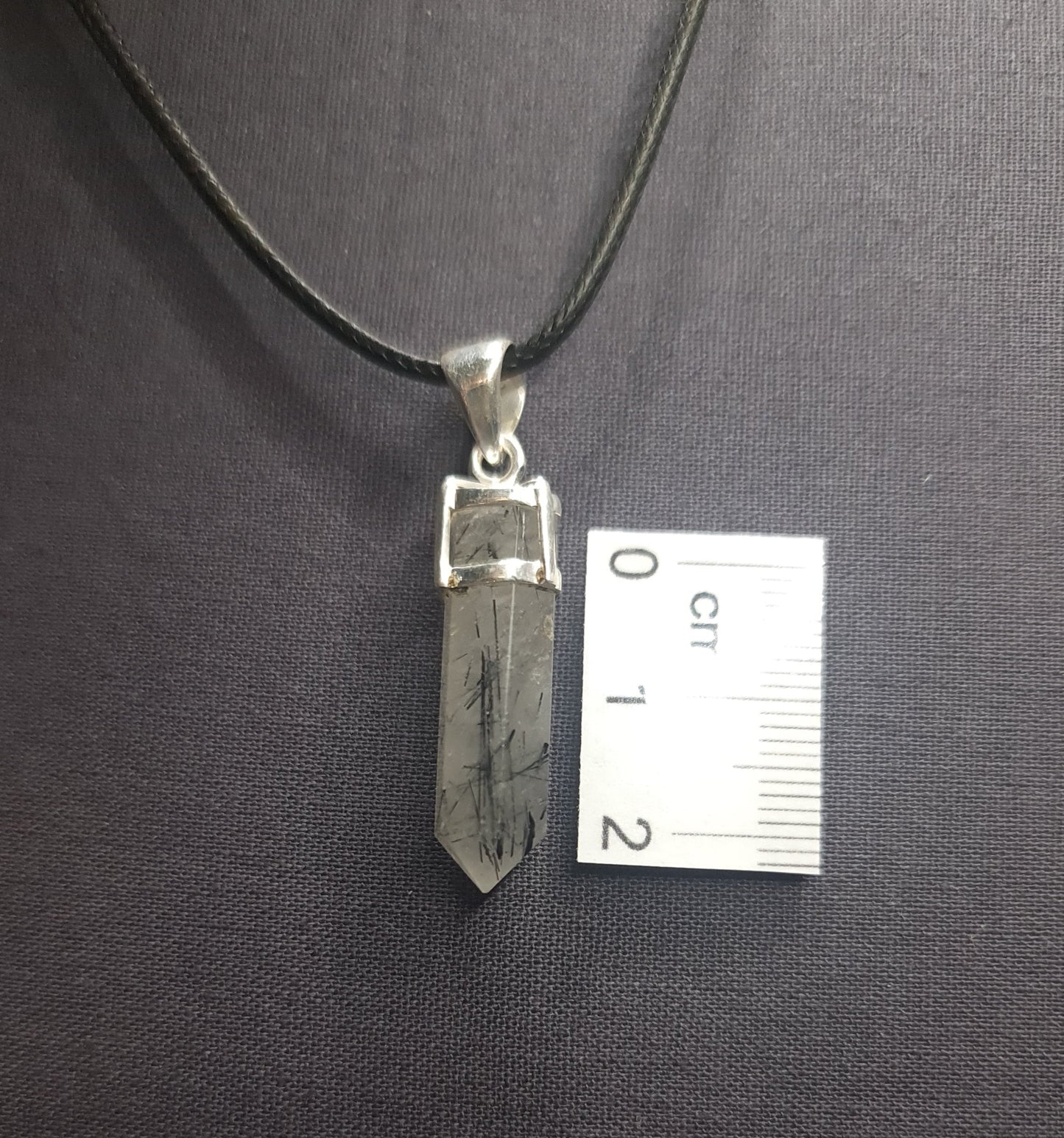 TOURMALATED QUARTZ PENCIL POINT PENDANT set in STERLING SILVER 3SSTIQ