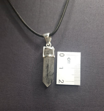 TOURMALATED QUARTZ PENCIL POINT PENDANT set in STERLING SILVER 3SSTIQ