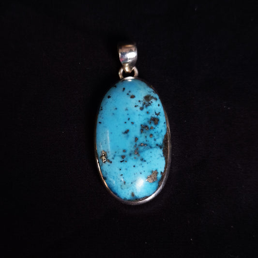 TURQUOISE & PYRITE PENDANT set in STERLING SILVER 3SSTQPP