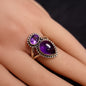 AMETHYST 2 STONE RING set in STERLING SILVER 3SSA2R