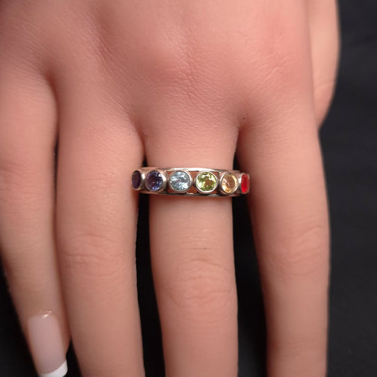 CHAKRA MULTI STONE RING set in STERLING SILVER 3SSCMR
