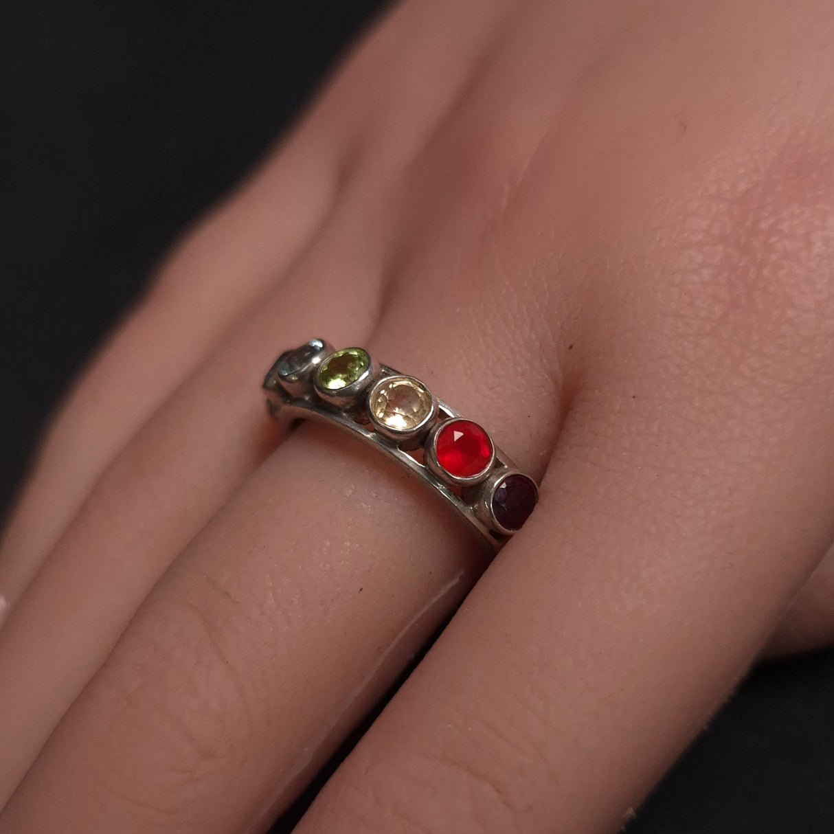 CHAKRA MULTI STONE RING set in STERLING SILVER 3SSCMR