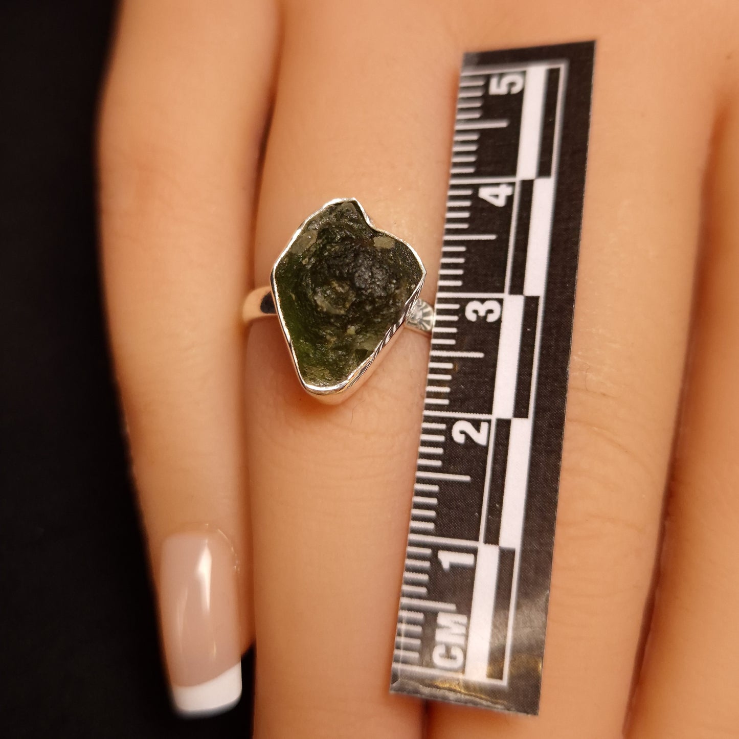 MOLDAVITE RING set in STERLING SILVER 3SSMDVR1