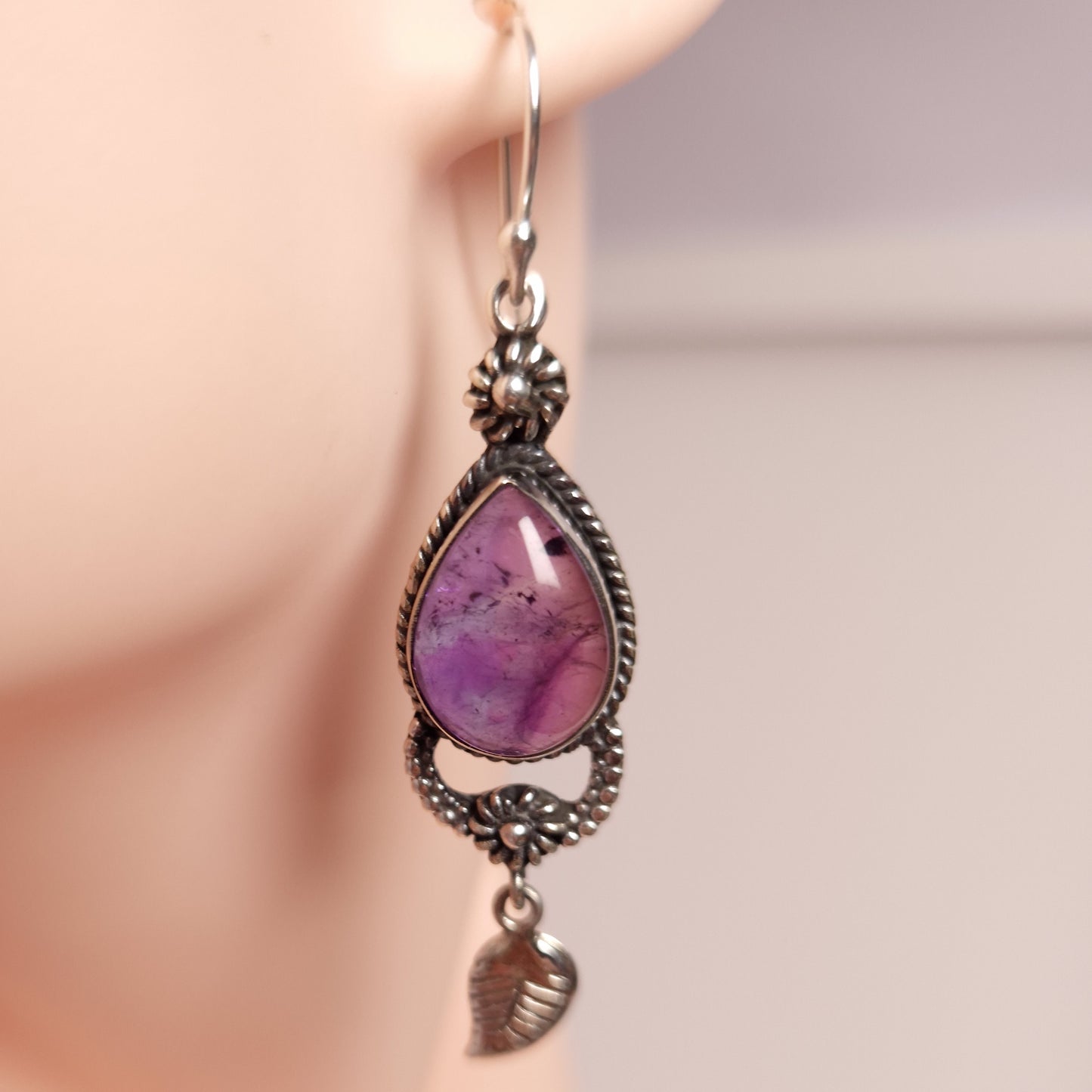 AMETHYST EARRINGS set in STERLING SILVER 3SSAME1