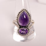 AMETHYST 2 STONE RING set in STERLING SILVER 3SSA2R