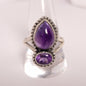 AMETHYST 2 STONE RING set in STERLING SILVER 3SSA2R