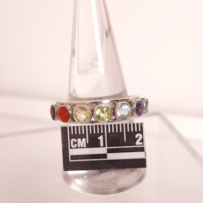 CHAKRA MULTI STONE RING set in STERLING SILVER 3SSCMR