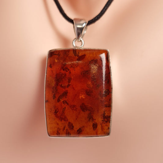 SQUARE AMBER PENDANT set in STERLING SILVER 3SSSAP1
