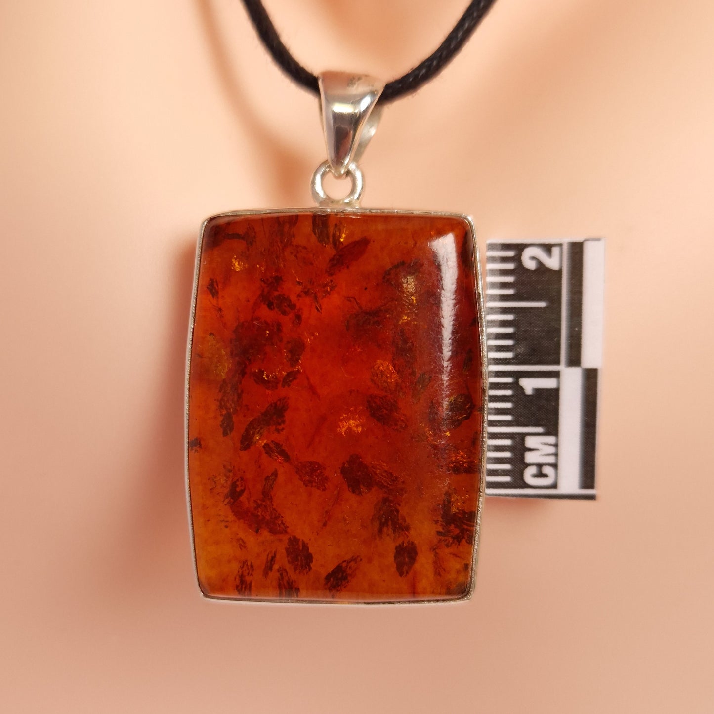 SQUARE AMBER PENDANT set in STERLING SILVER 3SSSAP1