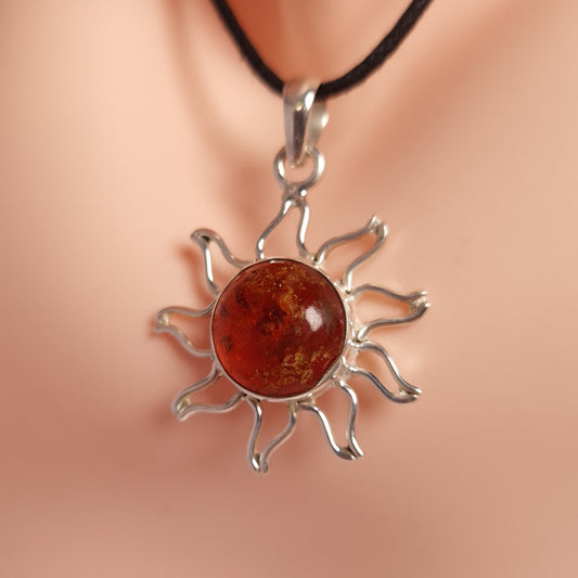AMBER SUN PENDANT set in STERLING SILVER 3SSASUN