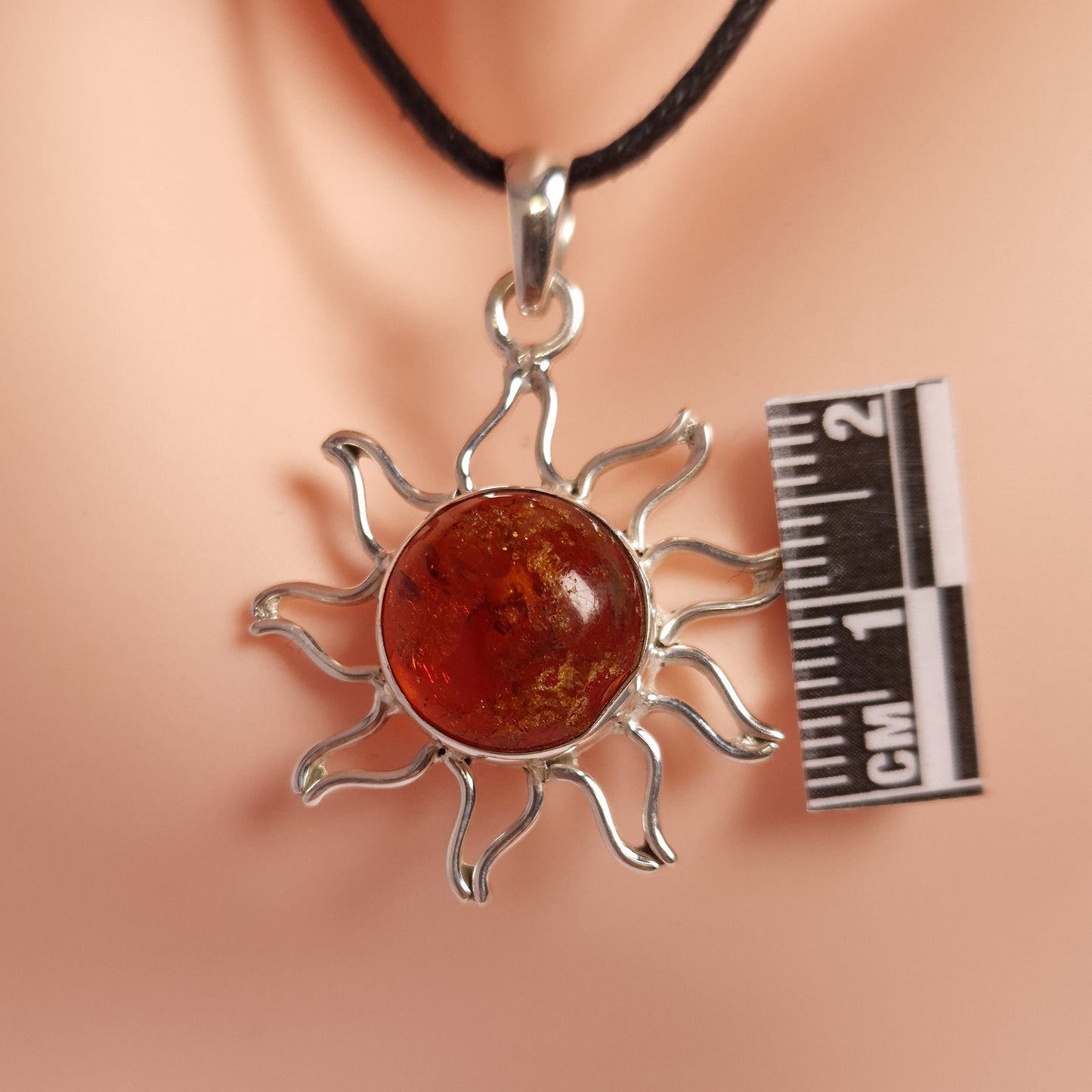 AMBER SUN PENDANT set in STERLING SILVER 3SSASUN