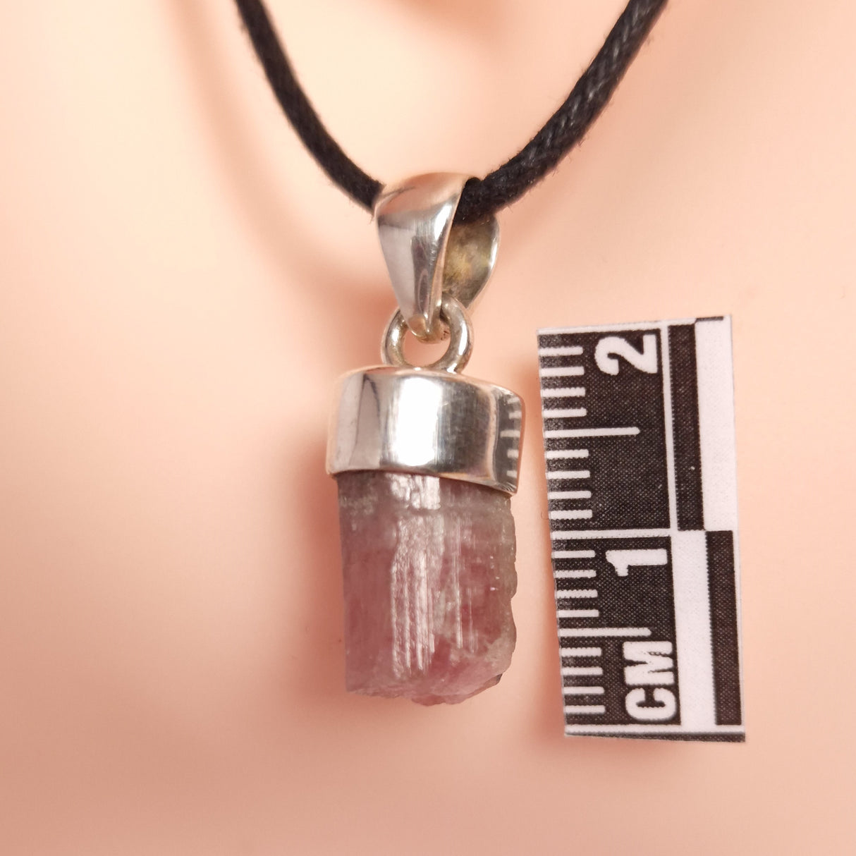 RAW PINK TOURMALINE PENDANT set in STERLING SILVER 3SSPTP2