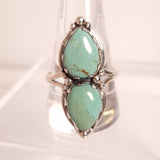TURQUOISE DOUBLE CABBED RING set in STERLING SILVER 3SSTDC1