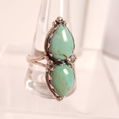 TURQUOISE DOUBLE CABBED RING set in STERLING SILVER 3SSTDC1