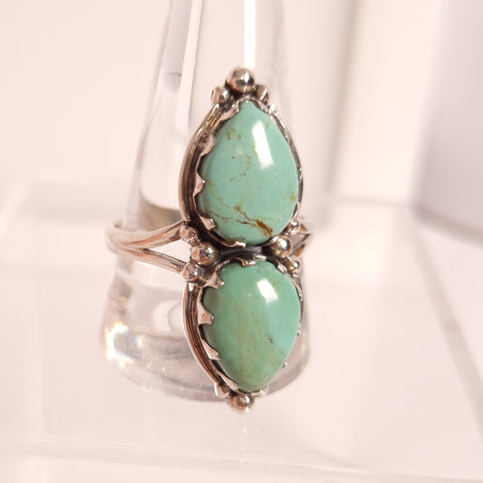 TURQUOISE DOUBLE CABBED RING set in STERLING SILVER 3SSTDC1
