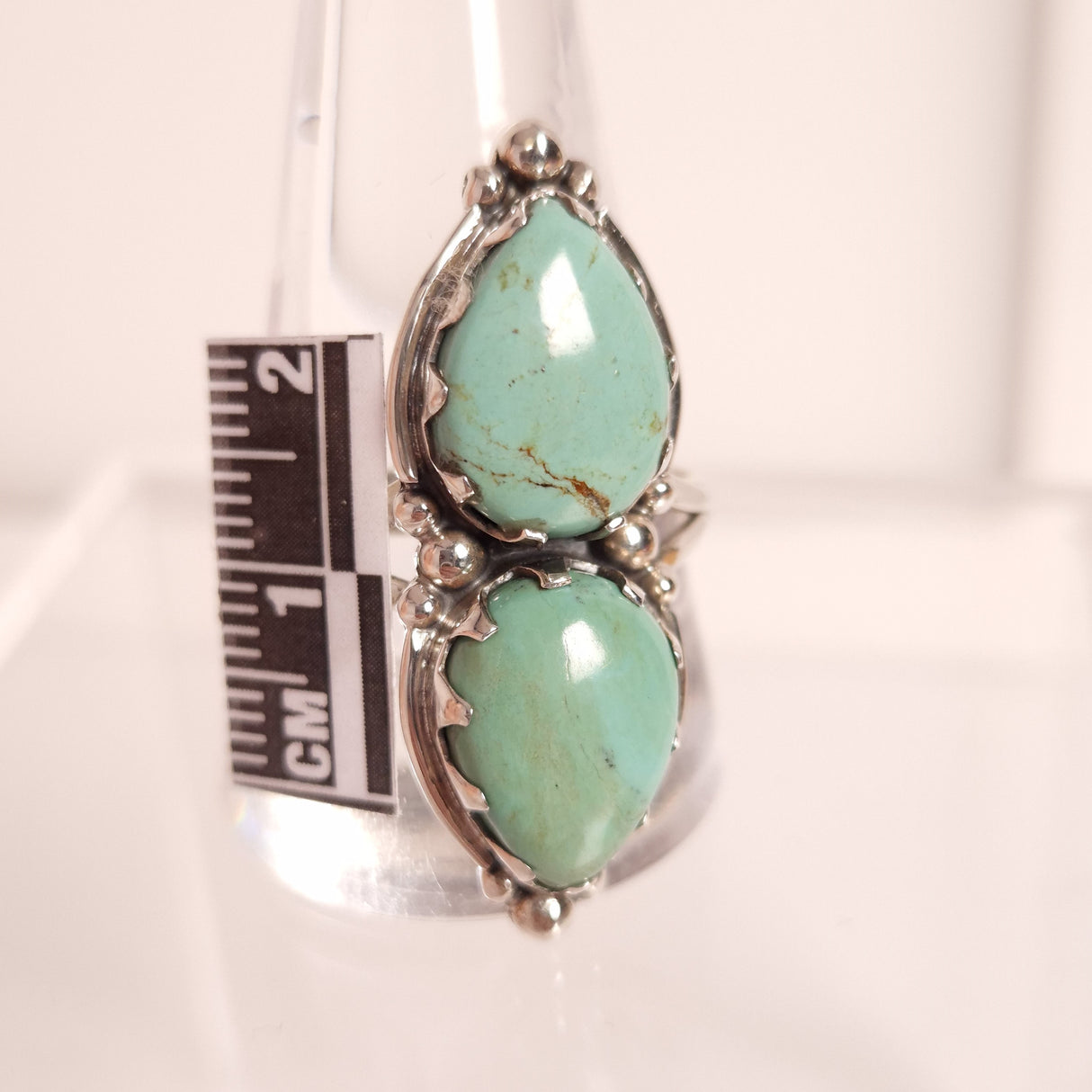 TURQUOISE DOUBLE CABBED RING set in STERLING SILVER 3SSTDC1