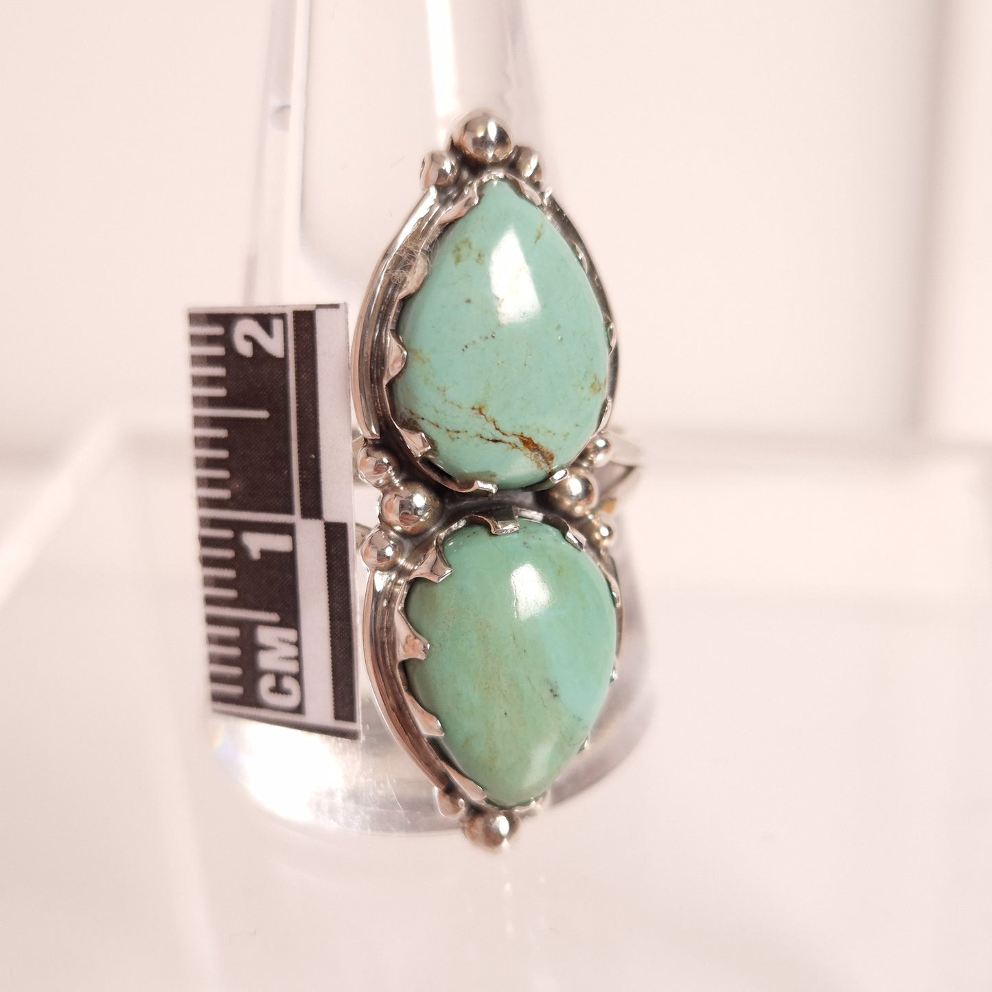 TURQUOISE DOUBLE CABBED RING set in STERLING SILVER 3SSTDC1