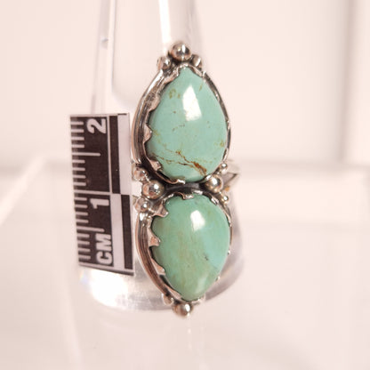 TURQUOISE DOUBLE CABBED RING set in STERLING SILVER 3SSTDC1