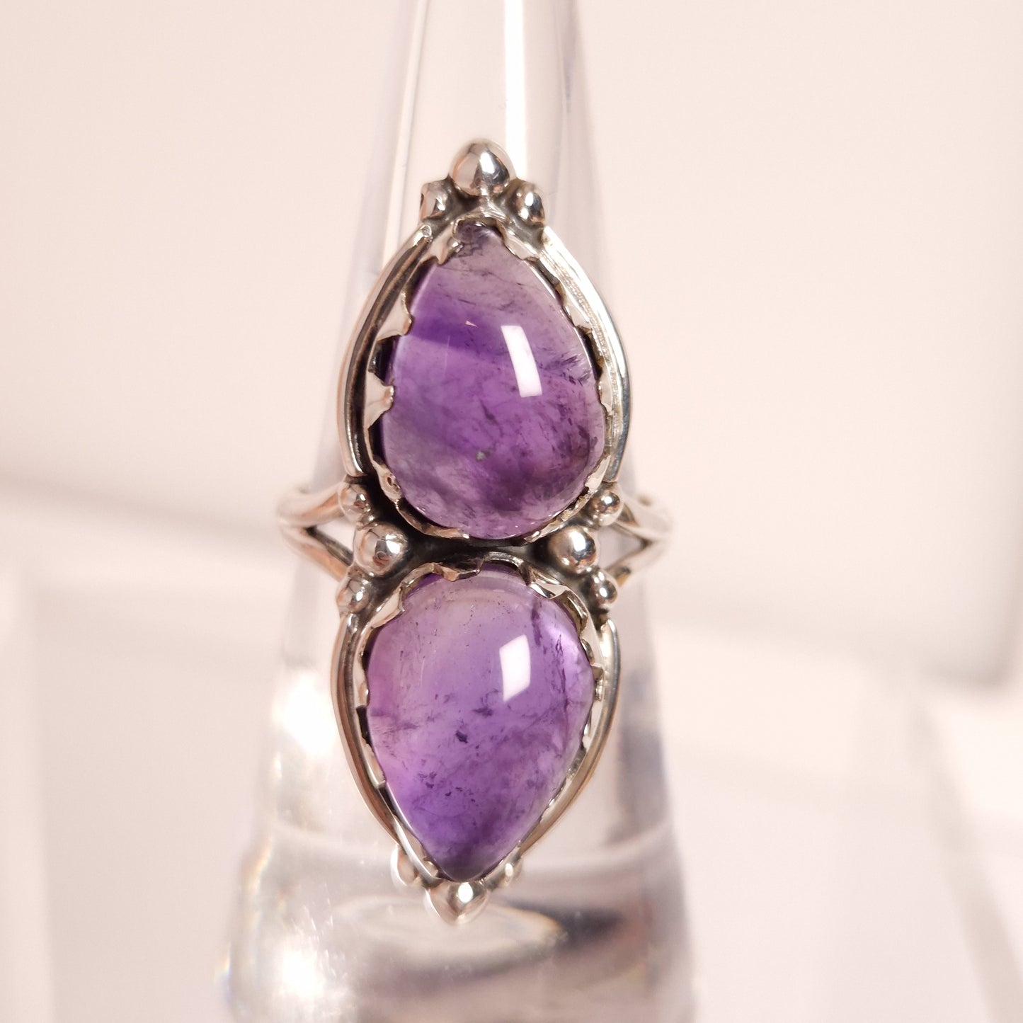 AMETHYST DOUBLE CABBED RING set in STERLING SILVER 3SSADC1