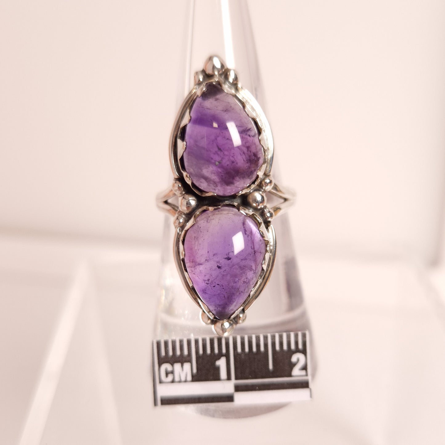 AMETHYST DOUBLE CABBED RING set in STERLING SILVER 3SSADC1