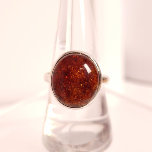 AMBER RING set in STERLING SILVER 3SSAR1