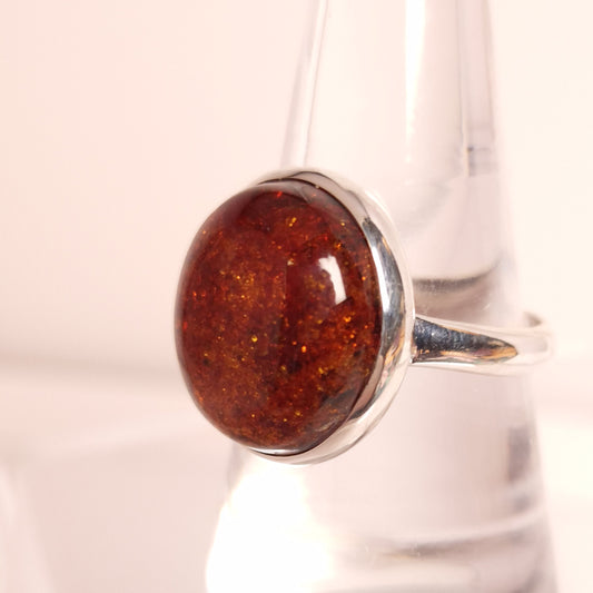 AMBER RING set in STERLING SILVER 3SSAR1