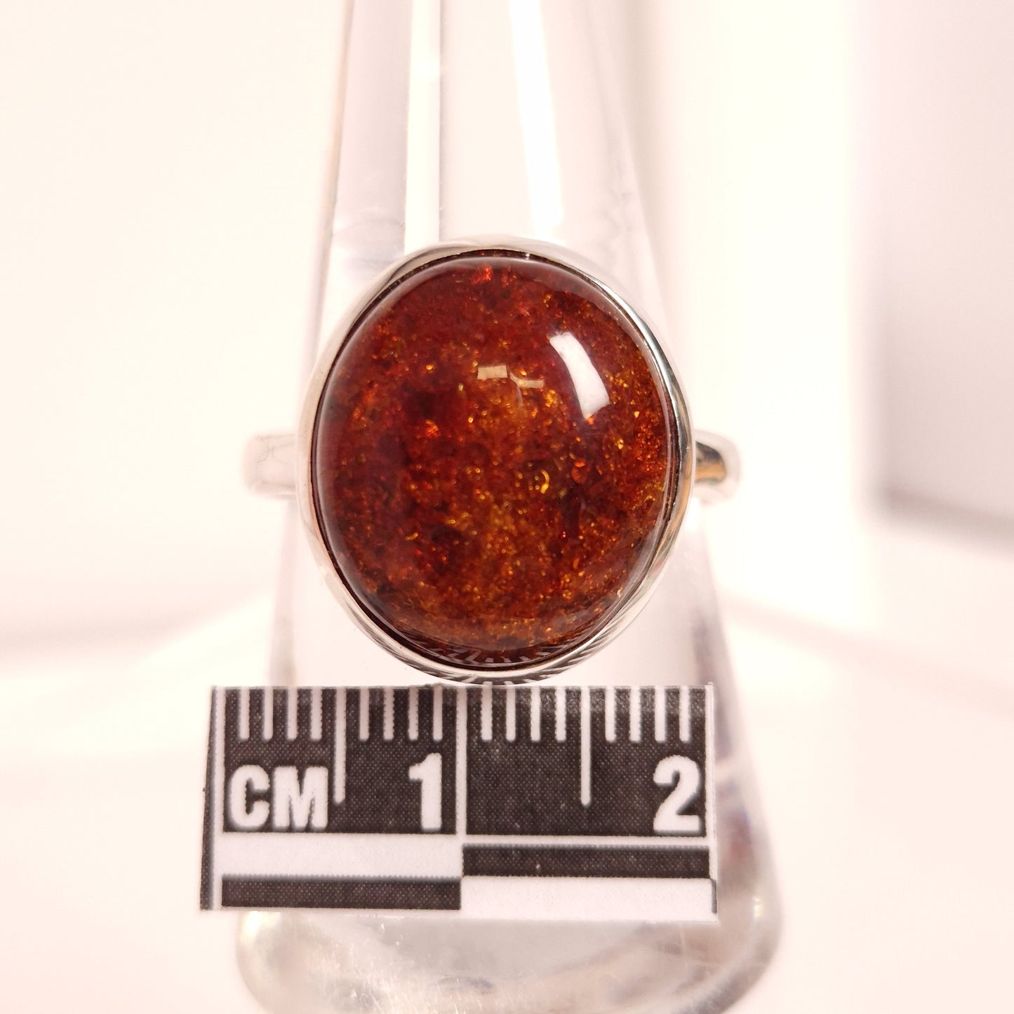 AMBER RING set in STERLING SILVER 3SSAR1