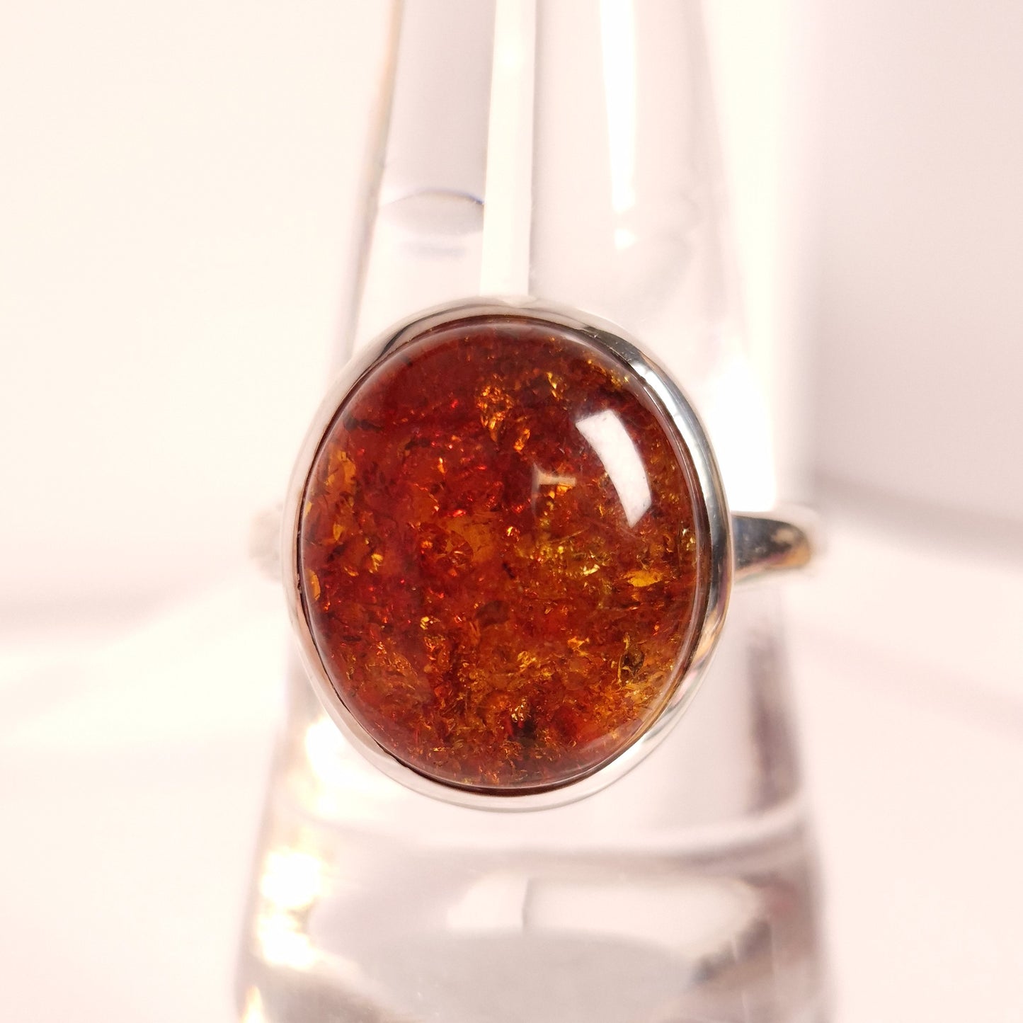AMBER RING set in STERLING SILVER 3SSAR2
