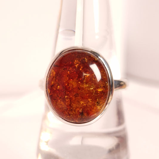 AMBER RING set in STERLING SILVER 3SSAR2
