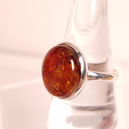 AMBER RING set in STERLING SILVER 3SSAR2