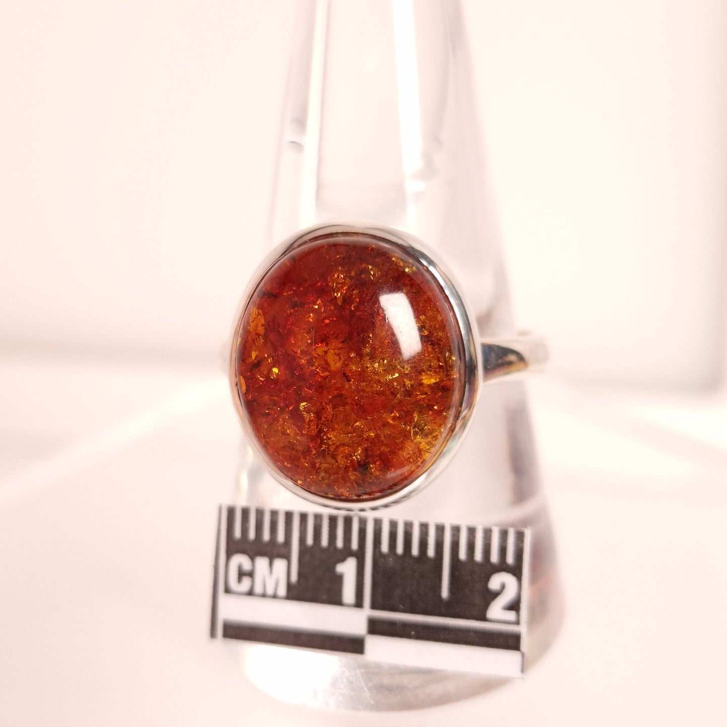 AMBER RING set in STERLING SILVER 3SSAR2