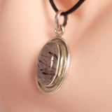 TOURMALATED QUARTZ OVAL PENDANT set in STERLING SILVER 3SSTOP1