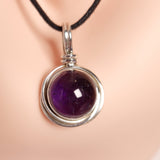 ROUND AMETHYST PENDANT set in STERLING SILVER 3SSRAP1