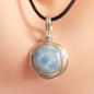 ROUND LARIMAR PENDANT set in STERLING SILVER 3SSRLP2