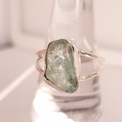 RAW AQUAMARINE RING set in STERLING SILVER 3SSRAQ1