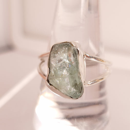 RAW AQUAMARINE RING set in STERLING SILVER 3SSRAQ1