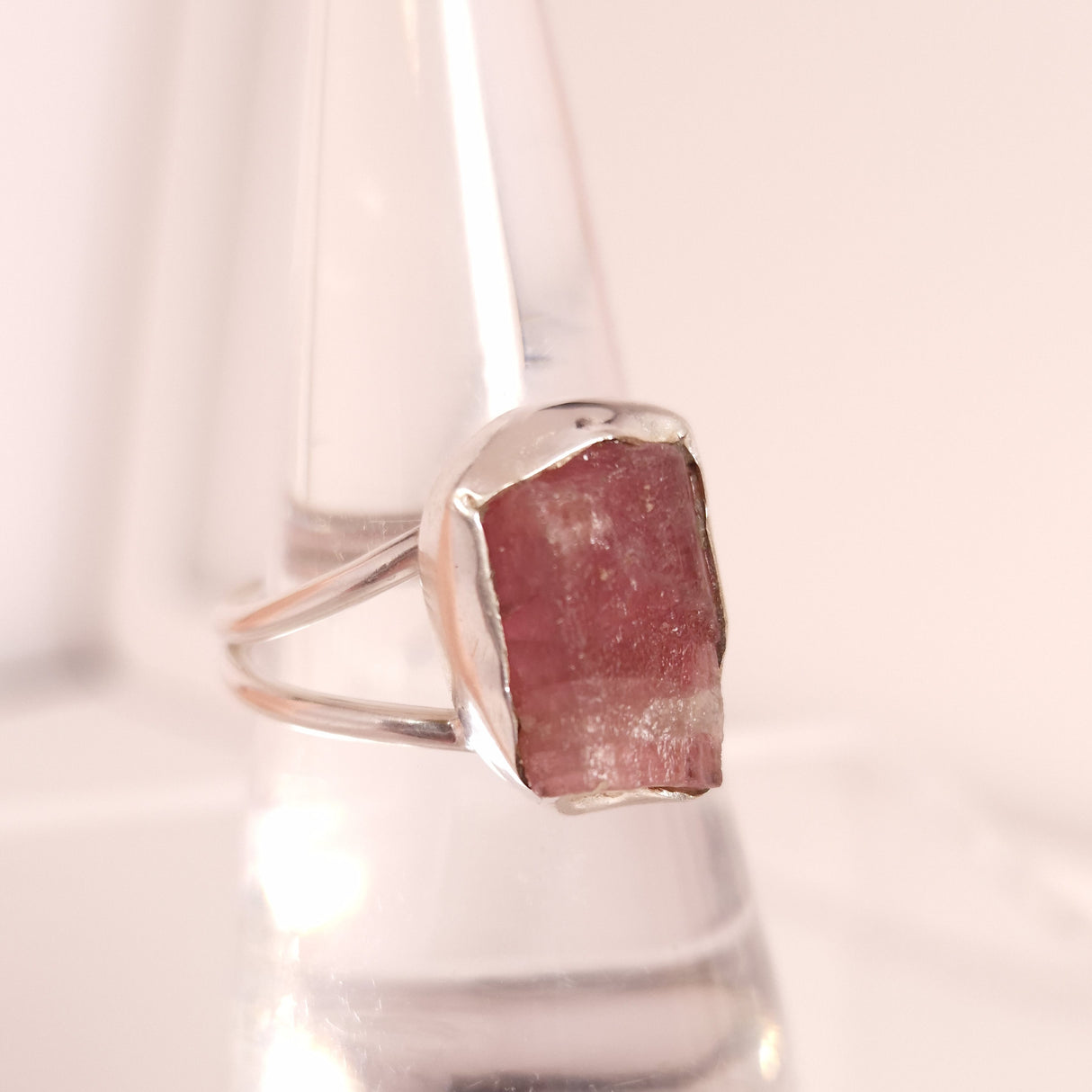 RAW PINK TOURMALINE RING set in STERLING SILVER 3SSRPT1