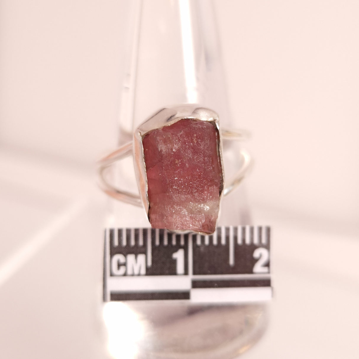 RAW PINK TOURMALINE RING set in STERLING SILVER 3SSRPT1